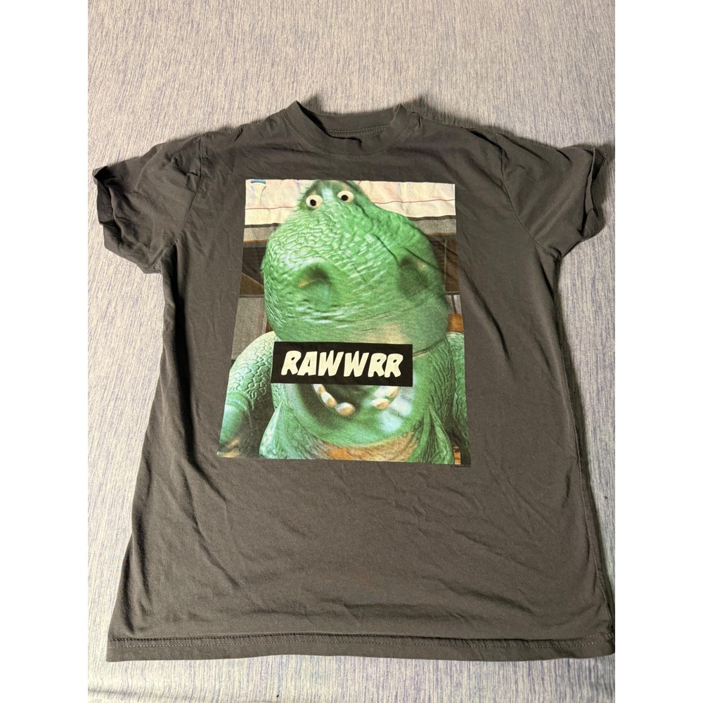 Disney Pixar Toy Story Rex Rawwrr Graphic Tee Charcoal Grey Small Short Sleeve
